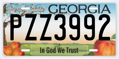 GA license plate PZZ3992