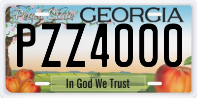 GA license plate PZZ4000