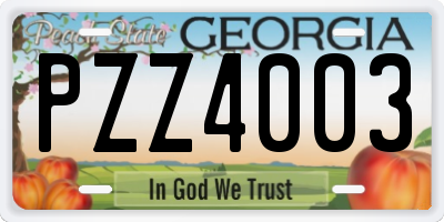 GA license plate PZZ4003