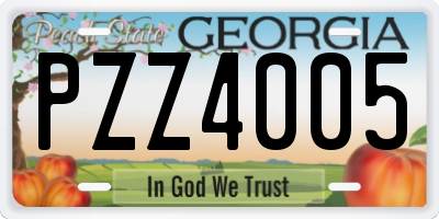 GA license plate PZZ4005