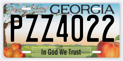 GA license plate PZZ4022