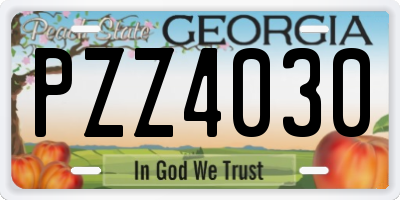 GA license plate PZZ4030