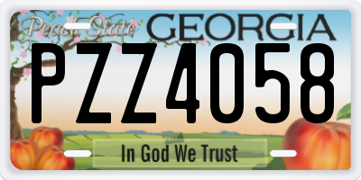 GA license plate PZZ4058