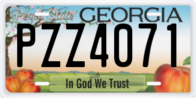 GA license plate PZZ4071