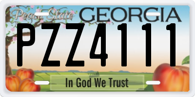 GA license plate PZZ4111