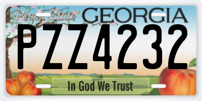 GA license plate PZZ4232