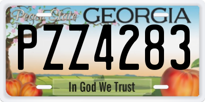 GA license plate PZZ4283
