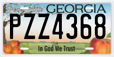 GA license plate PZZ4368