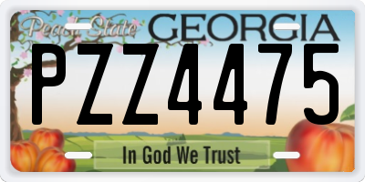 GA license plate PZZ4475