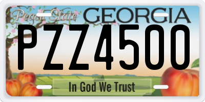 GA license plate PZZ4500