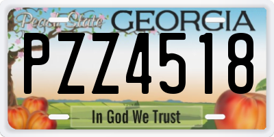 GA license plate PZZ4518