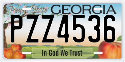 GA license plate PZZ4536