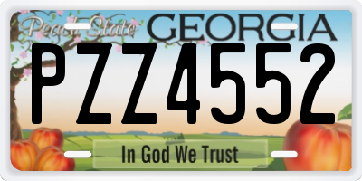 GA license plate PZZ4552