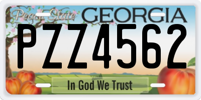 GA license plate PZZ4562
