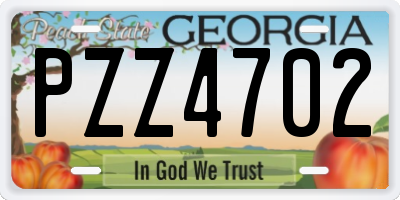 GA license plate PZZ4702