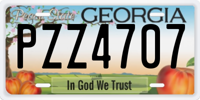 GA license plate PZZ4707