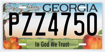 GA license plate PZZ4750