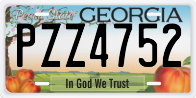 GA license plate PZZ4752
