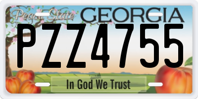GA license plate PZZ4755