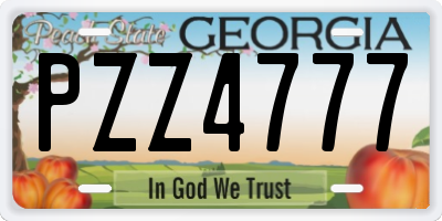 GA license plate PZZ4777