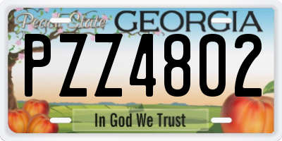GA license plate PZZ4802
