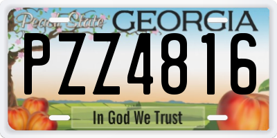 GA license plate PZZ4816