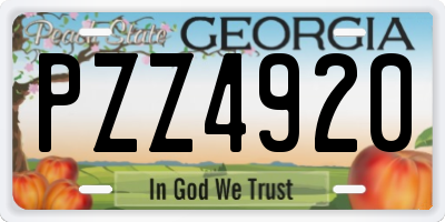GA license plate PZZ4920