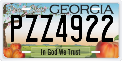 GA license plate PZZ4922