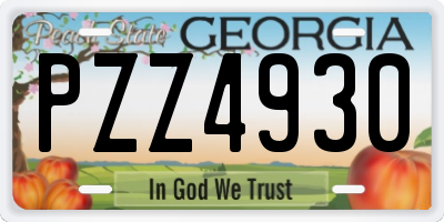 GA license plate PZZ4930