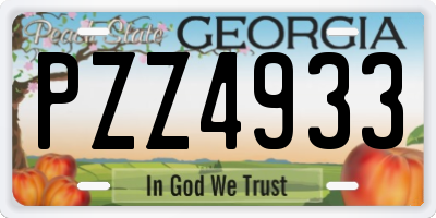 GA license plate PZZ4933