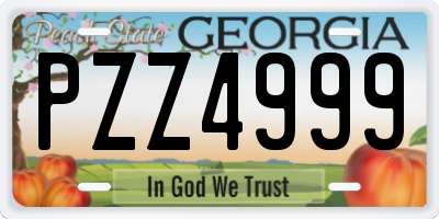 GA license plate PZZ4999