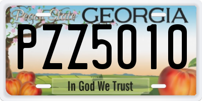 GA license plate PZZ5010