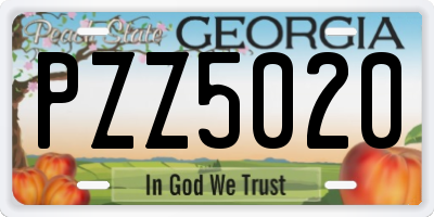 GA license plate PZZ5020
