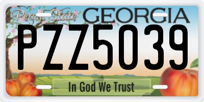GA license plate PZZ5039