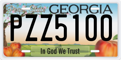 GA license plate PZZ5100