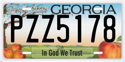 GA license plate PZZ5178