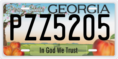 GA license plate PZZ5205