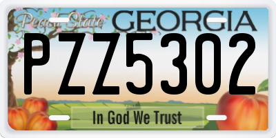 GA license plate PZZ5302