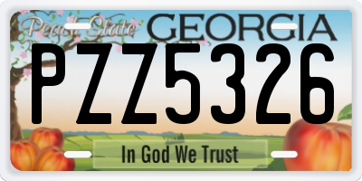 GA license plate PZZ5326