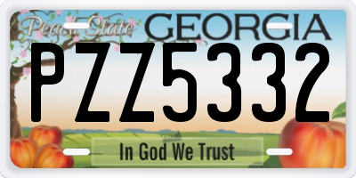 GA license plate PZZ5332