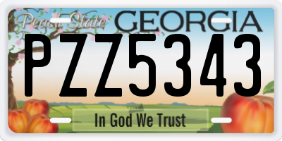 GA license plate PZZ5343