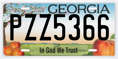 GA license plate PZZ5366