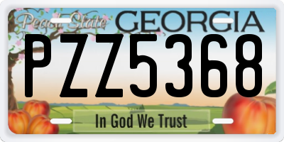 GA license plate PZZ5368