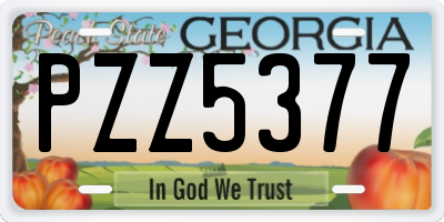 GA license plate PZZ5377