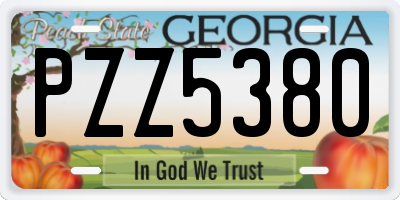 GA license plate PZZ5380
