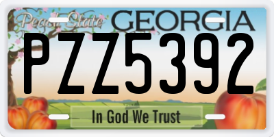GA license plate PZZ5392