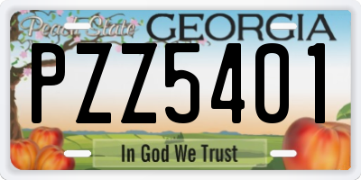 GA license plate PZZ5401