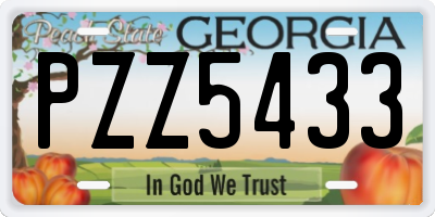 GA license plate PZZ5433