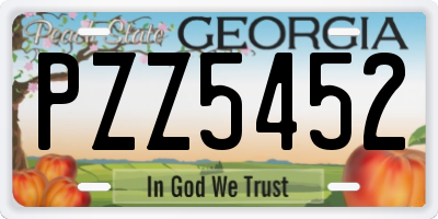 GA license plate PZZ5452