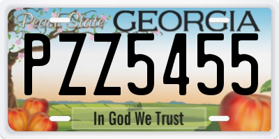 GA license plate PZZ5455
